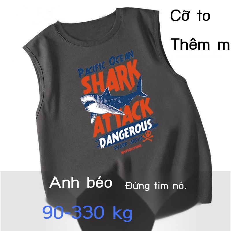 Plus Fat plus size vest lỏng phiên bản Hàn Quốc sinh viên mùa hè không tay áo thun cho nam mập tất cả phù hợp xu hướng á