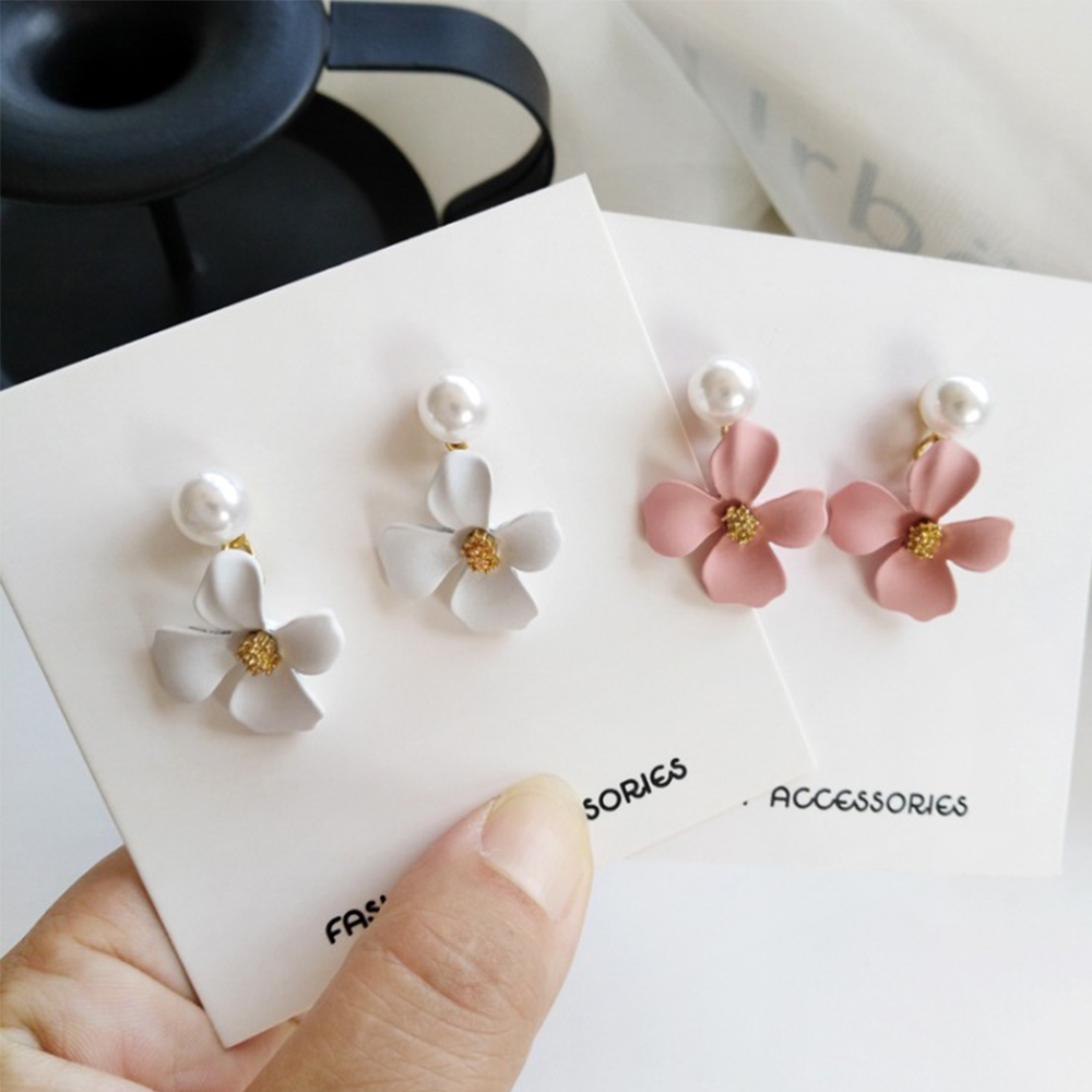 Bông Tai Đính Ngọc Trai Xinh Xắn Theo Phong Cách Hàn Quốc