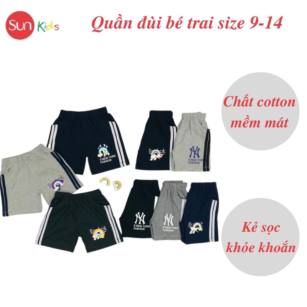 Quần đùi bé trai SUNKIDS1, quần đùi cho bé chất cotton mềm mát, size 9-14 tuổi, viền sọc