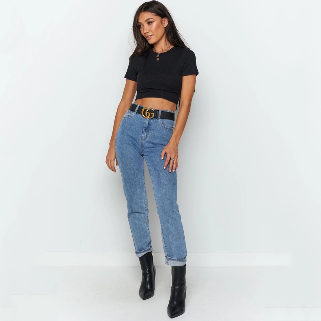 Áo croptop TODOBLACK dệt kim tay ngắn cổ tròn thời trang mùa hè quyến rũ cho nữ