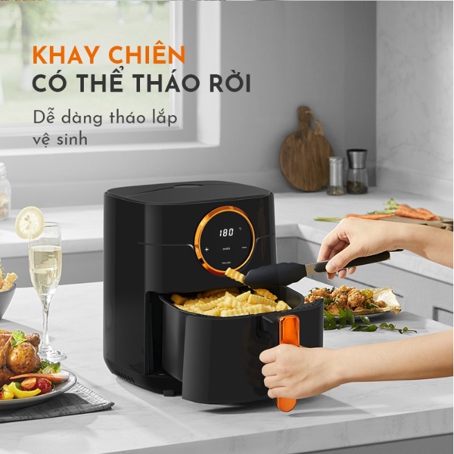 Nồi chiên không dầu GAABOR GA-E45A01 dung tích 4.5L - Thép không gỉ - Giá rẻ - Hàng chính hãng