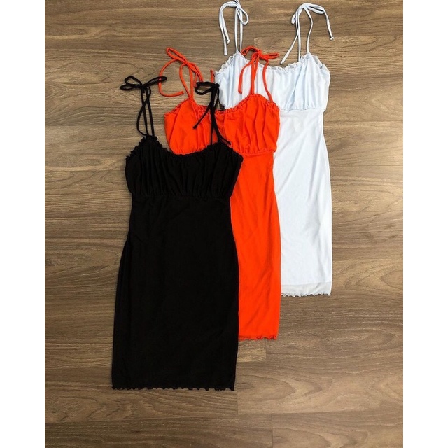 Pass đầm thun lưới body 2 lớp f21, đầm 2 dây cột nơ, đầm nhún ngực sexy Forever 21. Màu Cam, size M. New Tag Thanh Lý rẻ