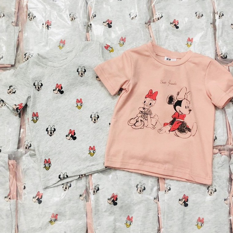 Áo cộc tay bé gái - Set 2 áo cộc tay Minnie Hm chất cotton cho bé gái size 1-6t