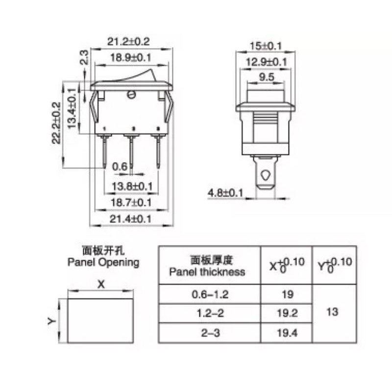 công tắc nguồn loại nhỏ công tắc mixer 1.2cmx2cm