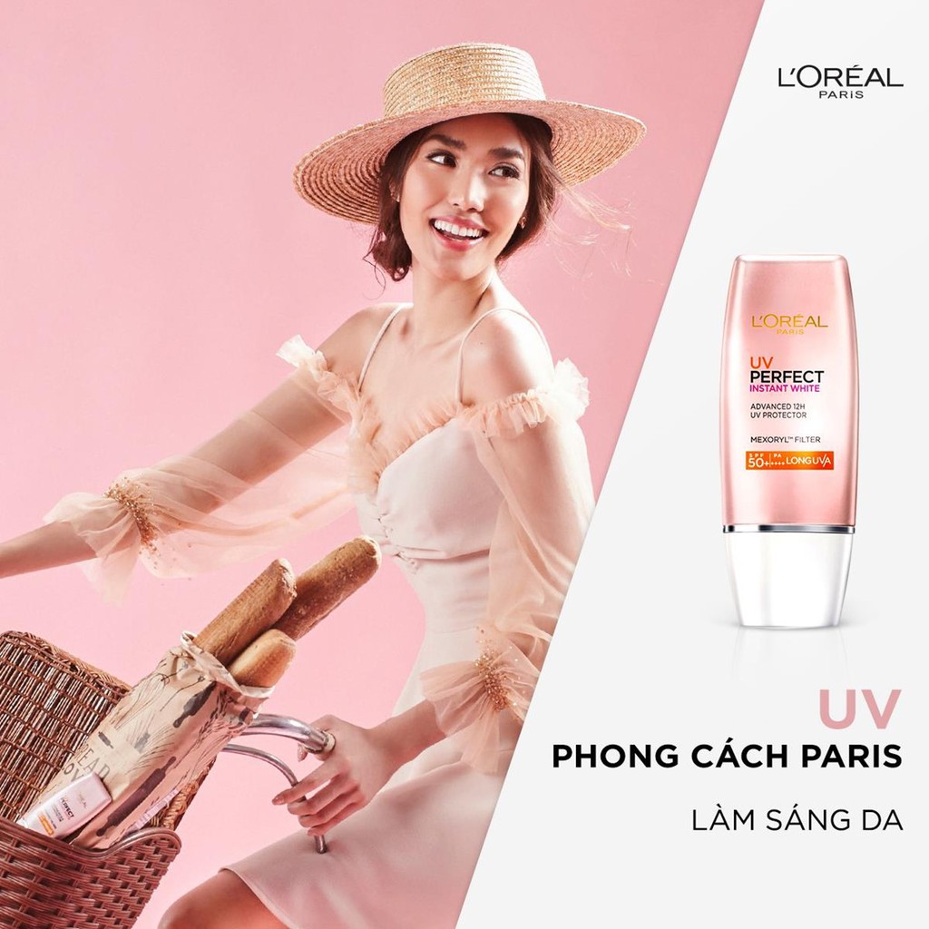 Kem Chống Nắng Dưỡng Trắng Tức Thì L'Oreal Paris UV Perfect Rosy/Instant White SPF50+ PA++++ 30ml (Hồng)