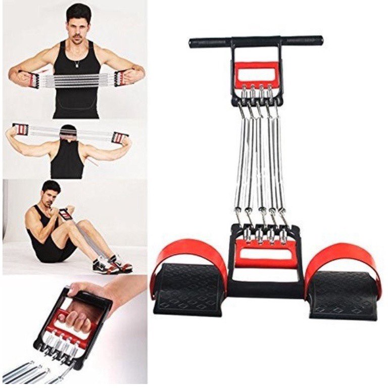 Dụng Cụ Tập Thể Dục 5 Lò Xo Có Tay Cầm Và Bàn Đạp Chân - Dụng Cụ Tập Gym - Tác Dụng Kép Cho Tay Ngực Bụng Săn Chắc