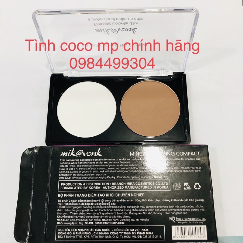 Phấn Tạo Khối Mira Mikvonk Mineral Shading Compact #01 White Brown