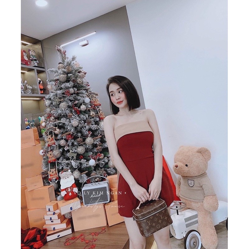 JUMPSUIT ĐỎ - ĐEN PHỐI MÀU