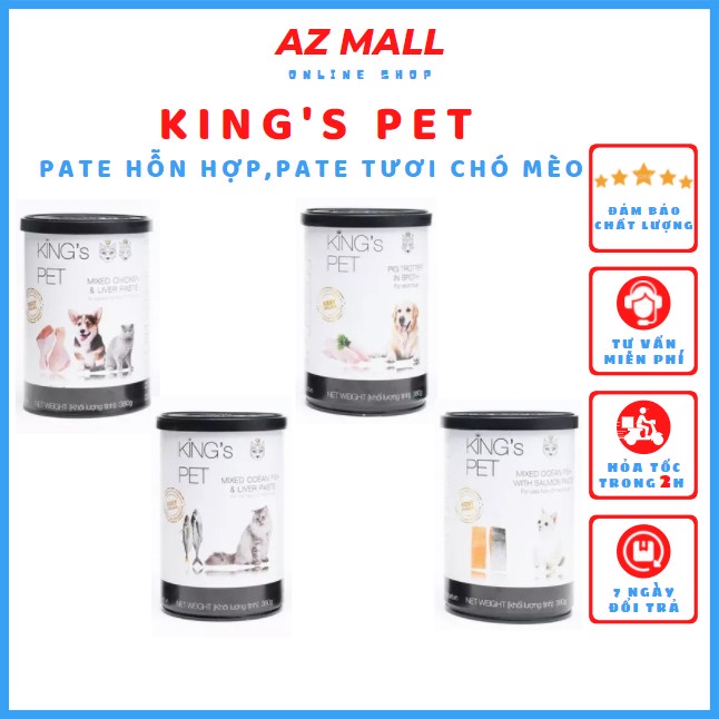 Pate King Pet thức ăn tươi, Pate cho chó, mèo lon 380g