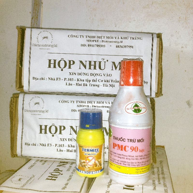 Bộ sản phẩm diệt tận gốc và phòng mối quay trở lại : 2 hộp nhử + 1 pmc + 1 termize 50ml