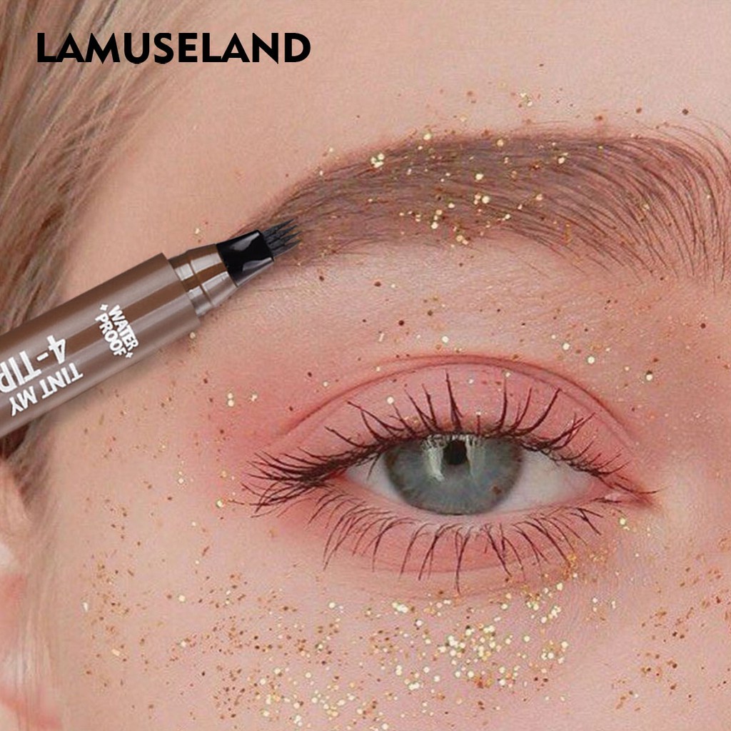 Set 2 bút kẻ mày LAMUSELAND LA41 dạng phẩy sợi chống nước lâu trôi 5g