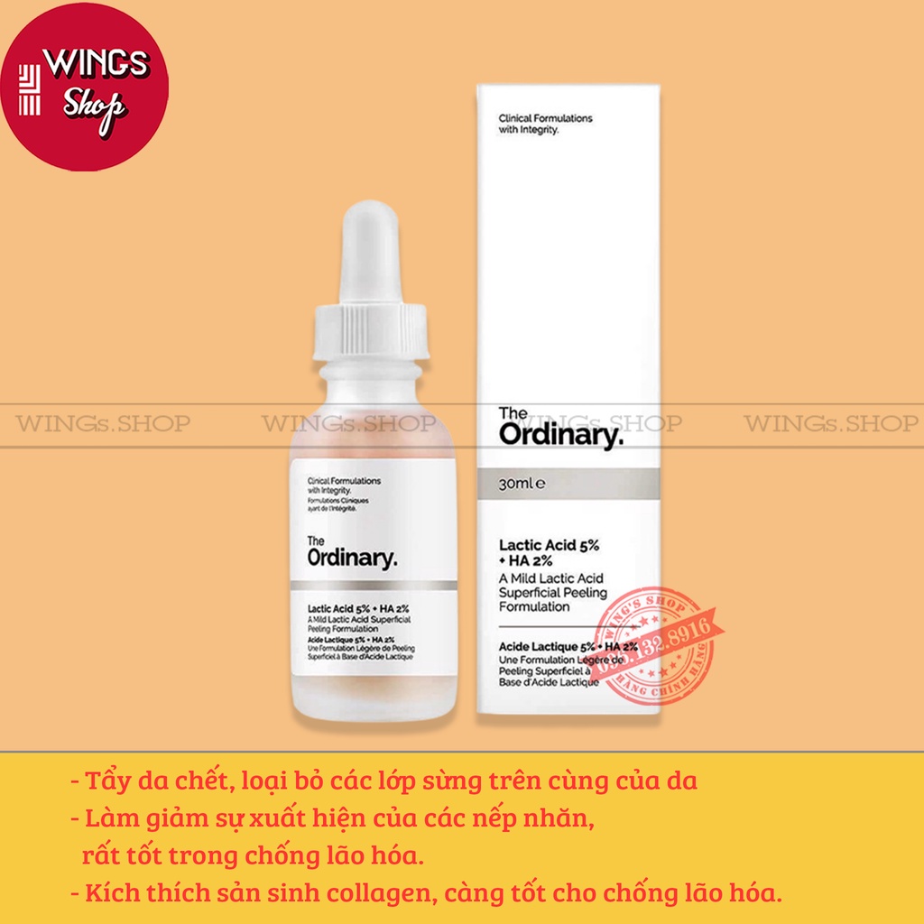 Tinh Chất Tẩy Da Chết Làm Mịn, Sáng Da, Mờ Thâm The Ordinary Lactic Acid + HA | Wings Shop