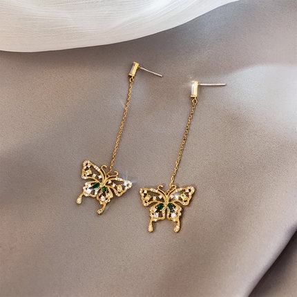 Khuyên Tai Hình Bướm Dát Đá zircon Phong Cách Hàn Quốc Mới