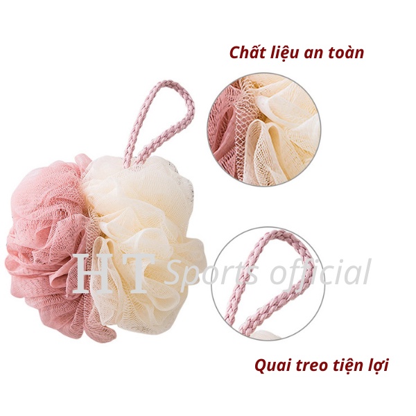 Bông tắm lưới tròn tạo bọt HT Sports mềm mịn 2 màu Pastel an toàn cho da