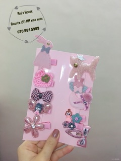 Set kẹp tóc + dây buộc tóc bé gái