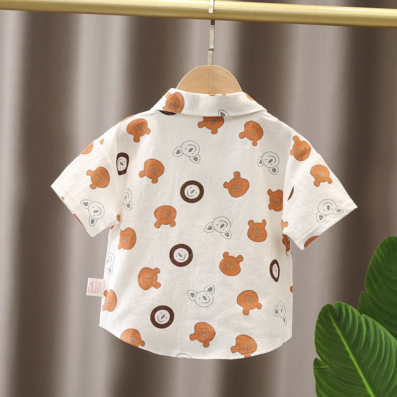 ST2 Size80-120 (6-21kg) Áo sơ mi bé trai (Áo ngắn tay 100% cotton thấm hút mồi hôi tốt) Thời trang trẻ E
