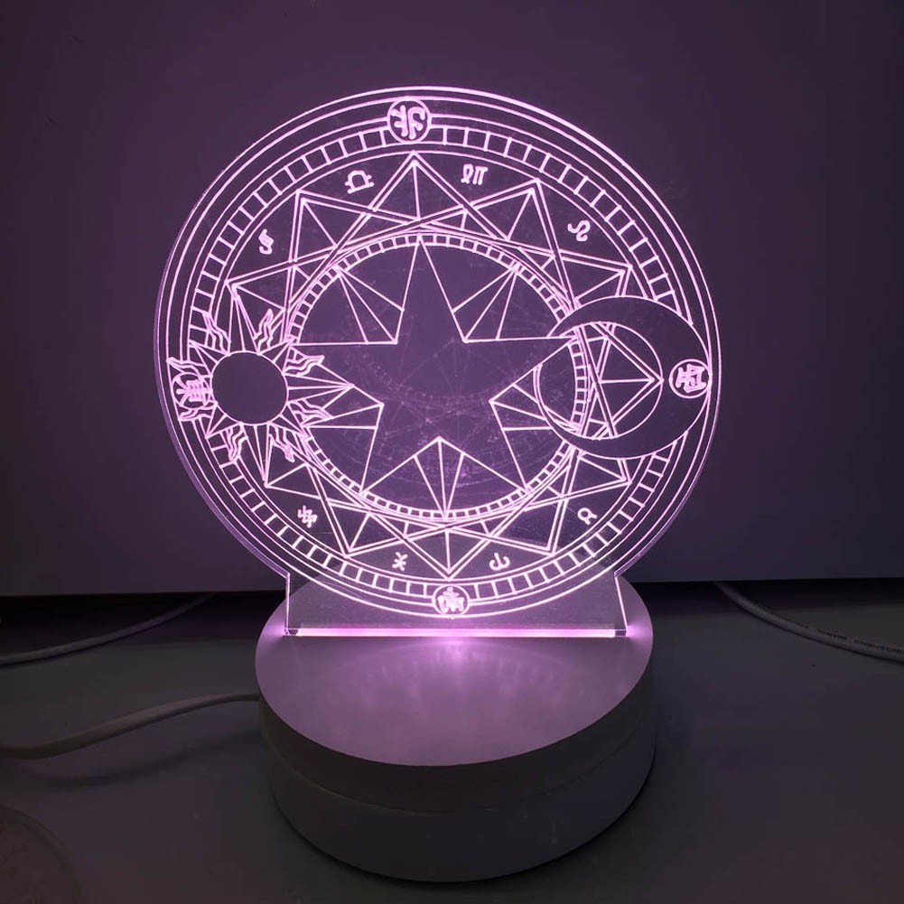 Đèn ngủ bóng LED 3D họa tiết thẻ bài Sakura trong suốt độc đáo