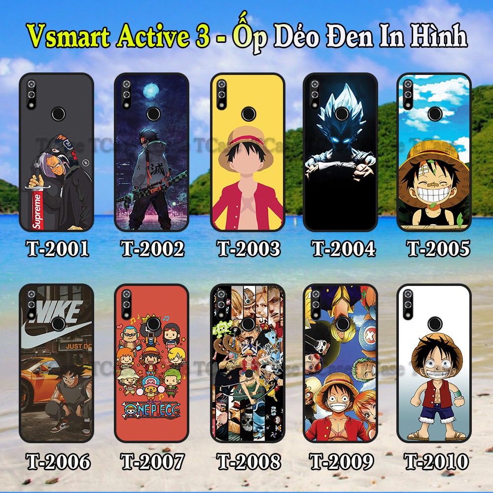 Ốp lưng Vsmart Active 3 dẻo đen in hình One Piece