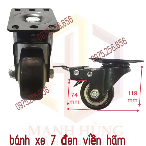Bánh Xe 7 đen Viền có phanh