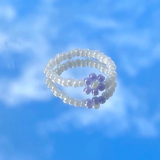 Handmade - Nhẫn hạt cườm hoa daisy