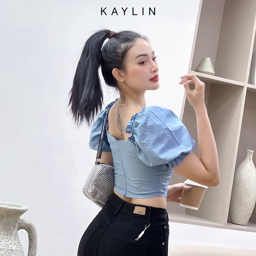 Áo Croptop cúp ngực tay phồng N1586 - KAYLIN
