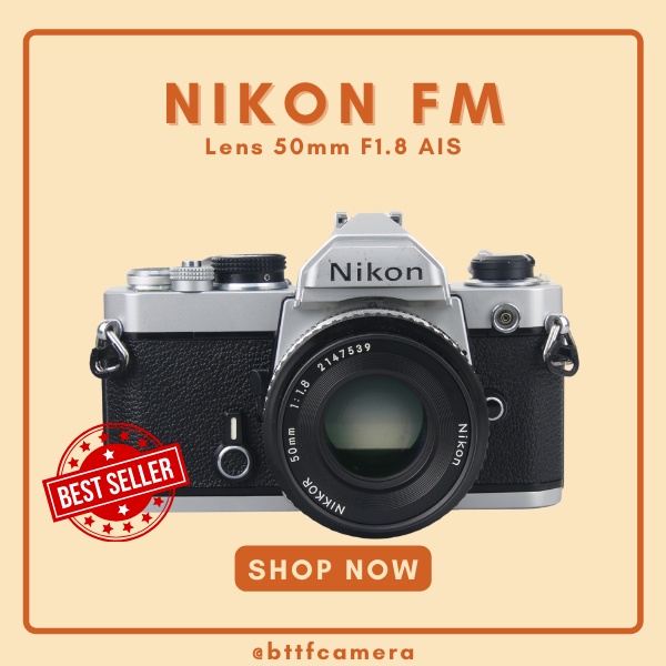 Máy ảnh film Ni.kon FM kèm lens 50mm F1.8 AIS