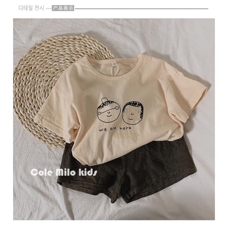 Áo Thun Cotton Lanh Tay Lỡ Phong Cách Phương Tây Mẫu Mới 2022 Thời Trang Cho Bé Trai Và Bé Gái