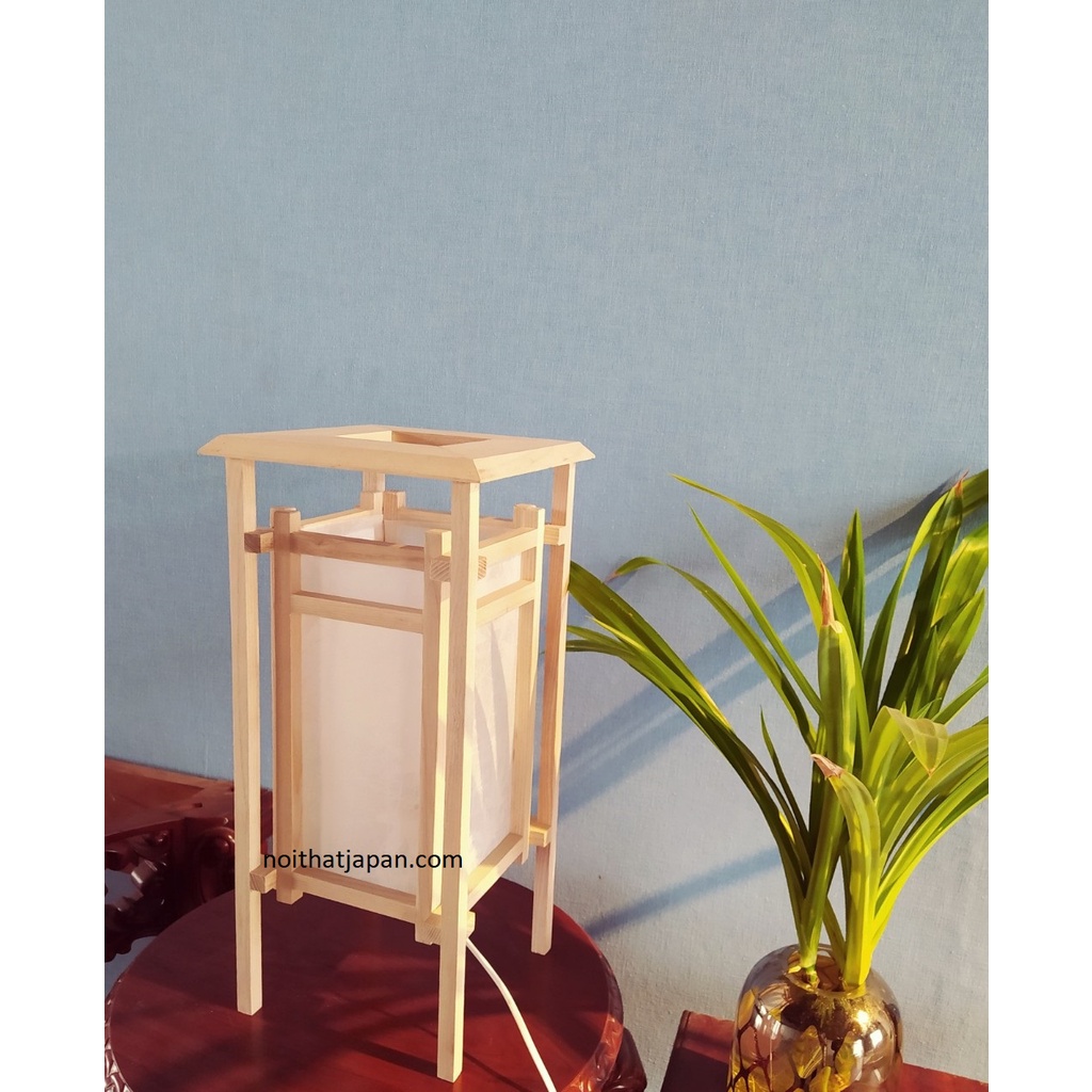 Đèn gỗ để bàn kiểu Nhật. đèn gỗ decor, đèn gỗ Nhật Bản, đèn gỗ tự nhiên kt 48 x 23 x 23cm tặng kèm bóng Led dây điện