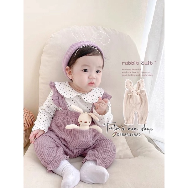 Yếm nhung dài lót bông nỉ dày cho bé gái 3-24M