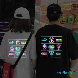 Áo thun 360 clothing áo phông tay lỡ unisex nam nữ form rộng Phản Quang Đa Sắc Thương Hiệu Siêu Ngầu kiểu QC chất đẹp