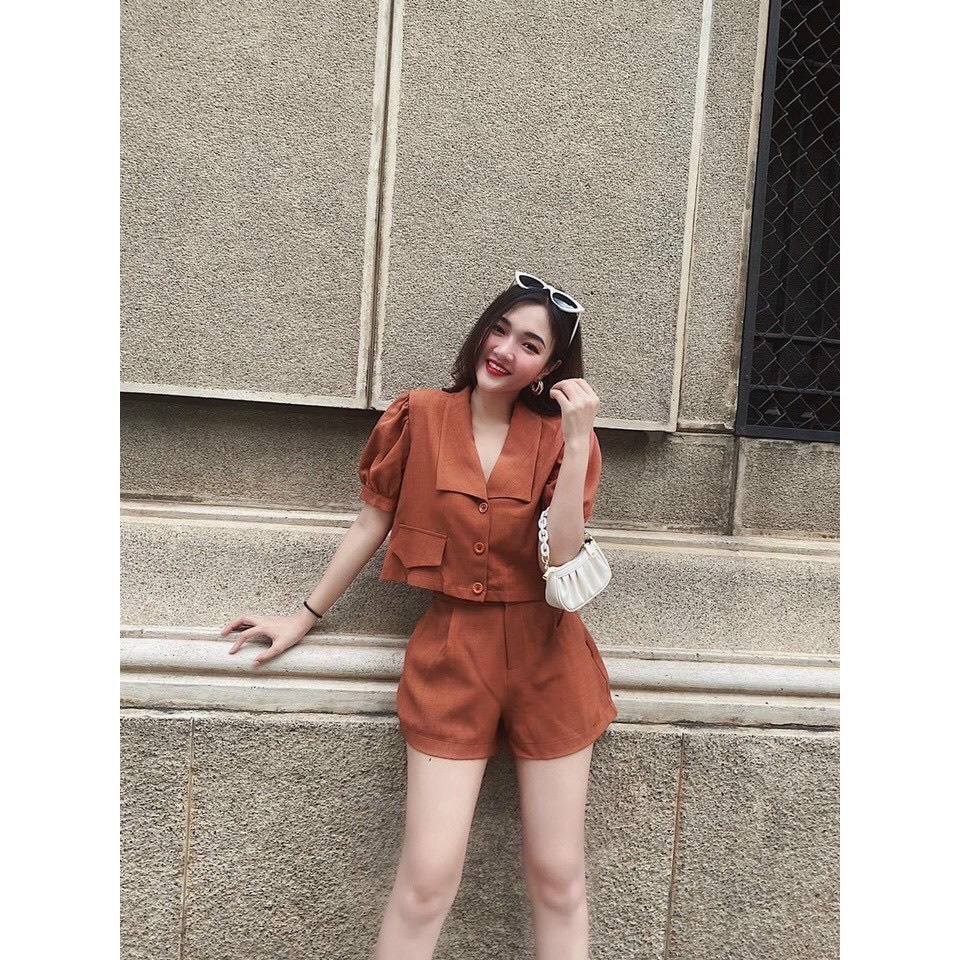 sét bộ vest đùi áo kiểu 1 túi