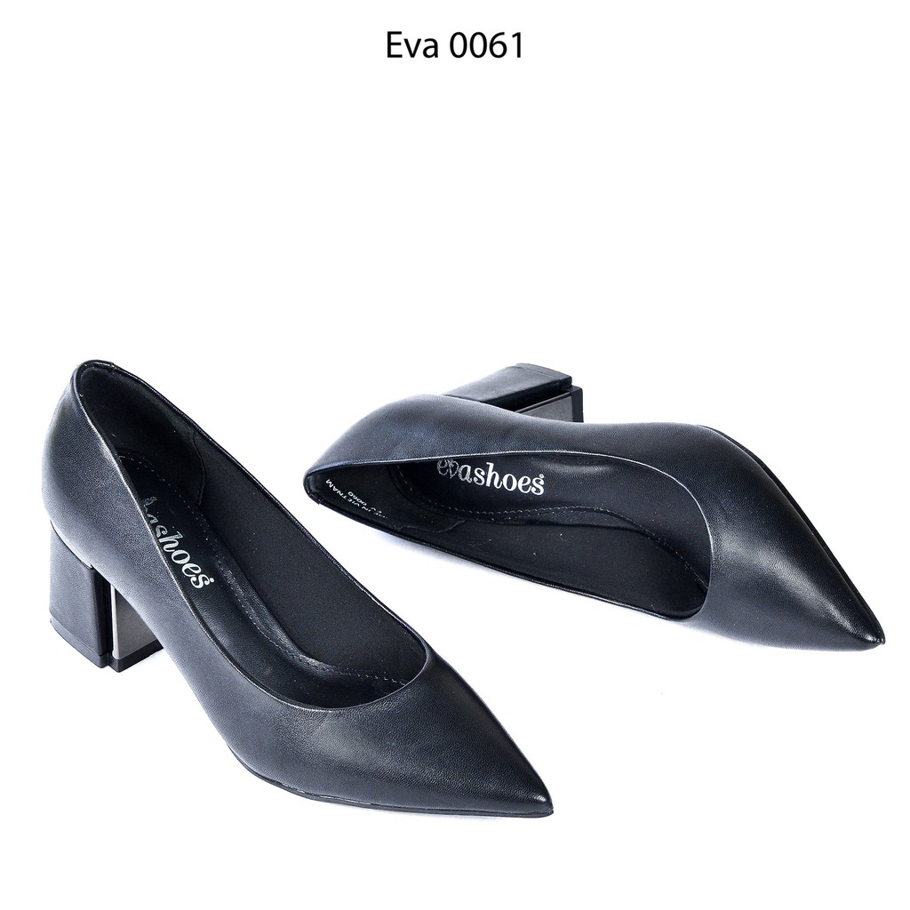 Giày Cao Gót Nữ Mũi Đế Vuông Da Cao Cấp Đế 7Cm Evashoes - EVA0061