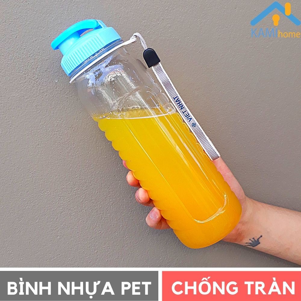 Bình uống nước thể thao Nắp bật nhựa PET cao cấp hàng Việt Nam 900ml Kami22037