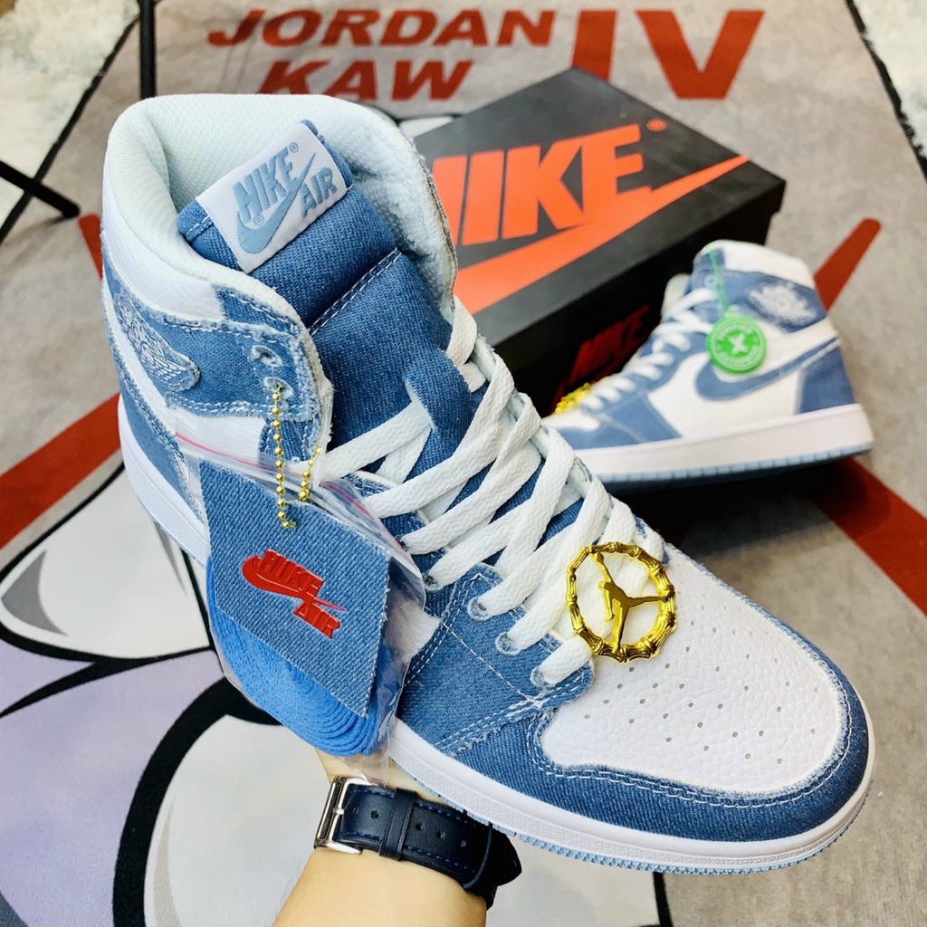 Giày Sneaker Nam Nữ JD1 Cao Cổ Trắnng Xanh Dương