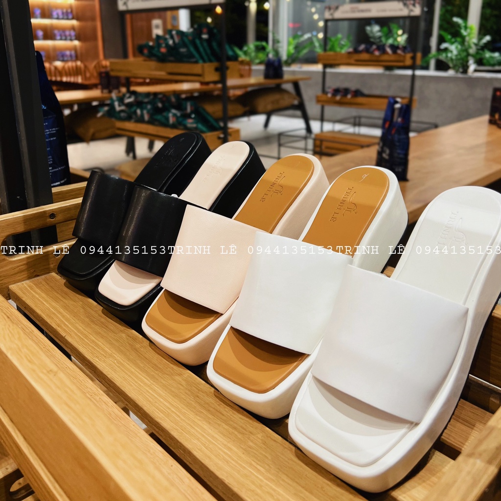 DÉP ĐẾ XUỒNG NỮ CAO 5CM QUAI NGANG CAO CẤP TRINH LÊ SHOP GIÀY DÉP TL02