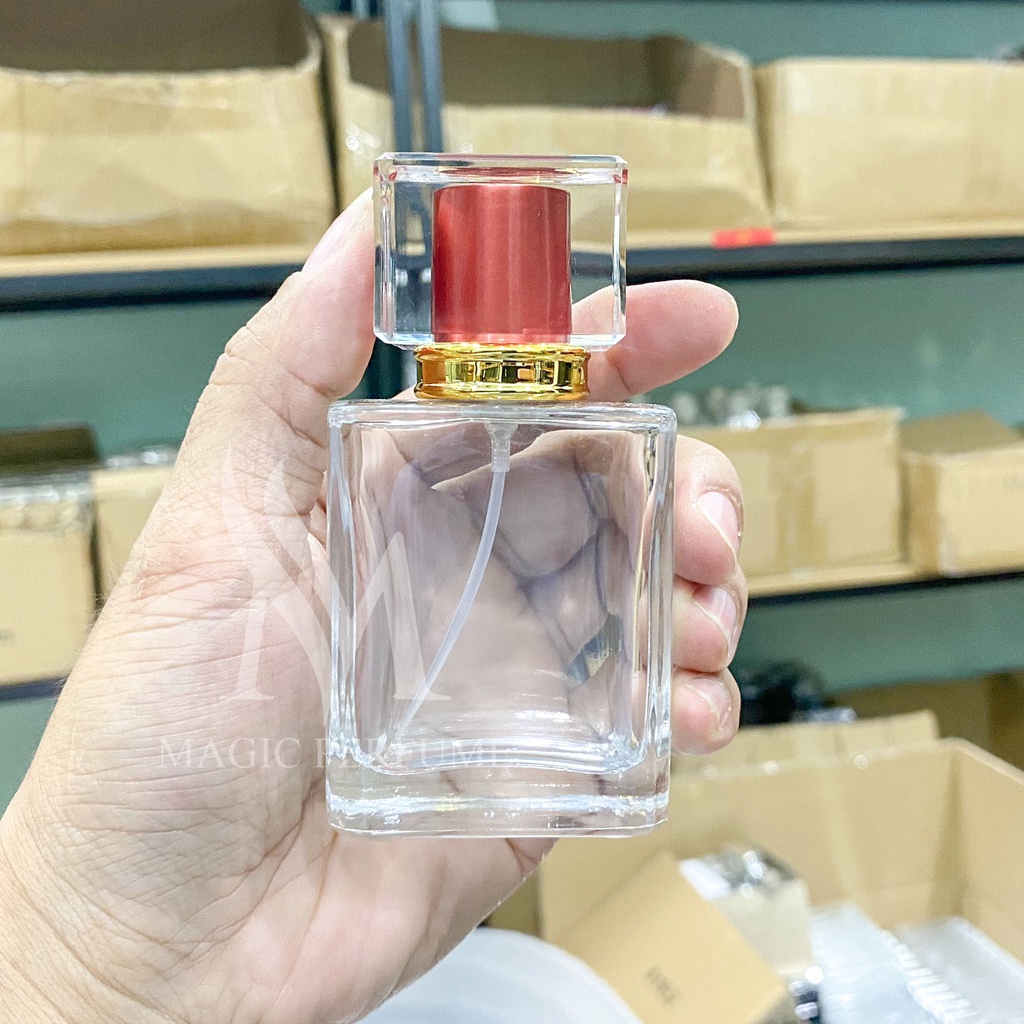 Chai lọ rỗng đựng nước hoa thủy tinh cao cấp nắp pha lê nhiều màu dung tích 30-50ml dạng phun sương