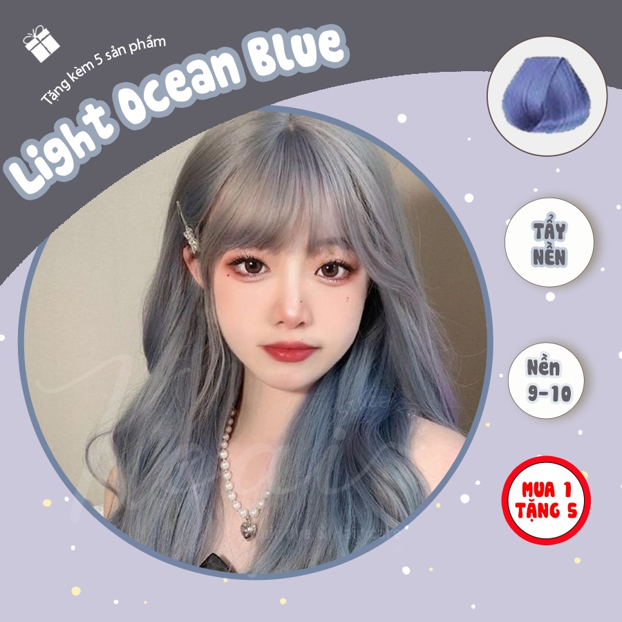 Thuốc nhuộm tóc Light Ocean Blue - tặng kèm oxy - cần sử dụng thuốc tẩy tóc - Keai Hair Dye