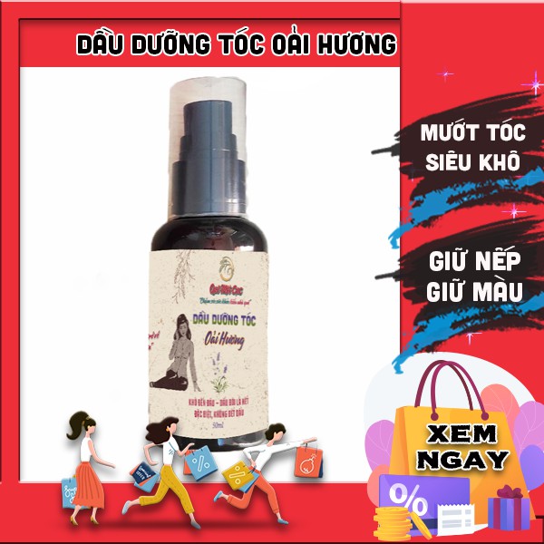 Dầu dưỡng tóc xoăn, khô & siêu khô từ Oải Hương mướt mềm, định hình nếp, bảo vệ màu tóc QUÊ MỘT CỤC 50ml (handmade