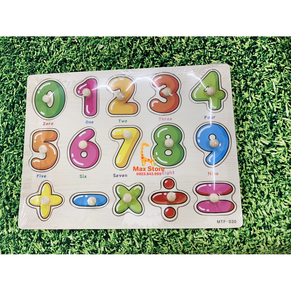 Combo 2 Bảng Núm Gỗ Chữ Cái và Số