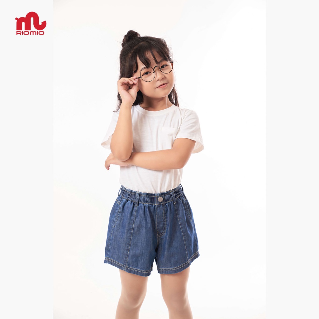Quần short jean bé gái, sooc bò cho bé 3-11 tuổi (15-40kg) RIOMIO túi xẻ sườn 100% cotton USA - RO208