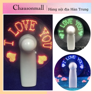 QUẠT CẦM TAY MINI (CÓ ĐÈN LED CHẠY CHỮ TỰ ĐỘNG DÙNG 3 VIÊN PIN AAA)
