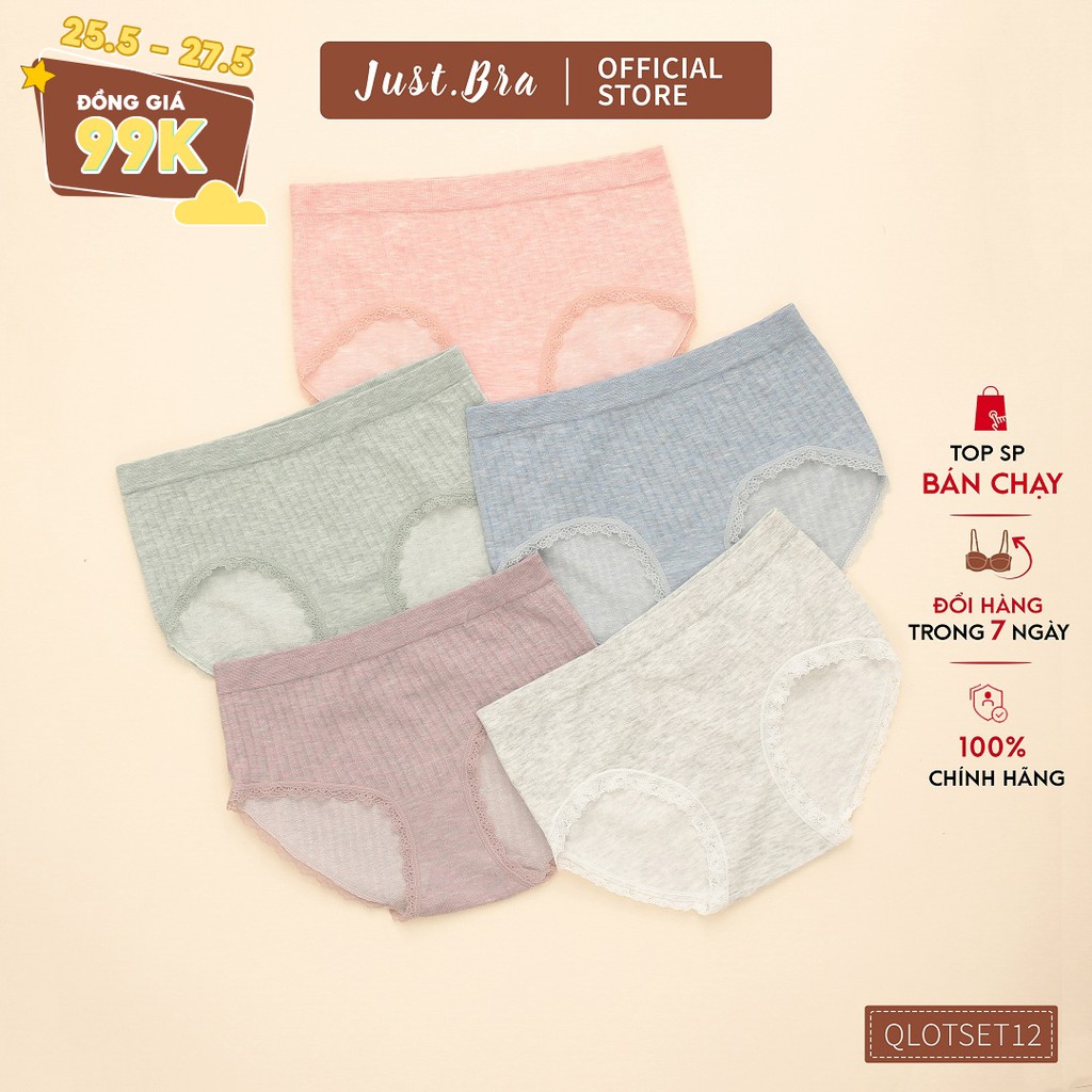 [M&atilde; FAMALLT5 giảm 15% đơn 150k] Set quần chip Just Bra Chất liệu cotton mềm mịn,tho&aacute;ng m&aacute;t QLOTSet12