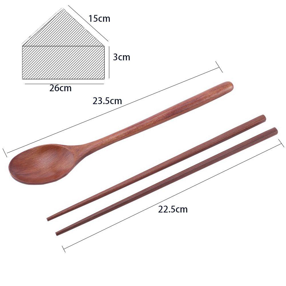 Bộ Muỗng Nĩa Bằng Gỗ Kèm Túi Vải Phong Cách Nhật Bản