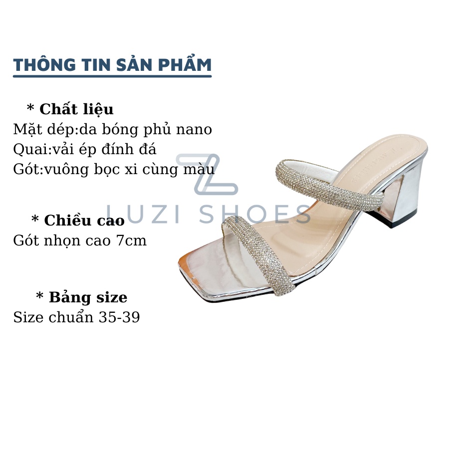 Dép cao gót nữ,guốc xoàn 2 dây đính đá, sandal quai ngang 2 dây thời trang mẫu mới hot nhất hè 2022 cao 7cm [m8]