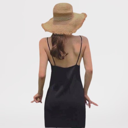 [ Mã FAMAYWA giảm 10K đơn 50K] Đầm maxi nữ hở lưng shynstores dáng suông dài vải umi màu đen mặc đi biển