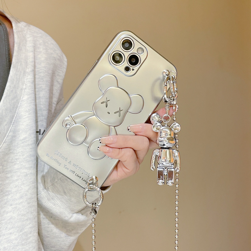 Ốp Điện Thoại tpu Mềm Hình Gấu Kèm Dây Đeo Cho Iphone 14 13 12 11 pro max xs max xr x 7plus 13 promax