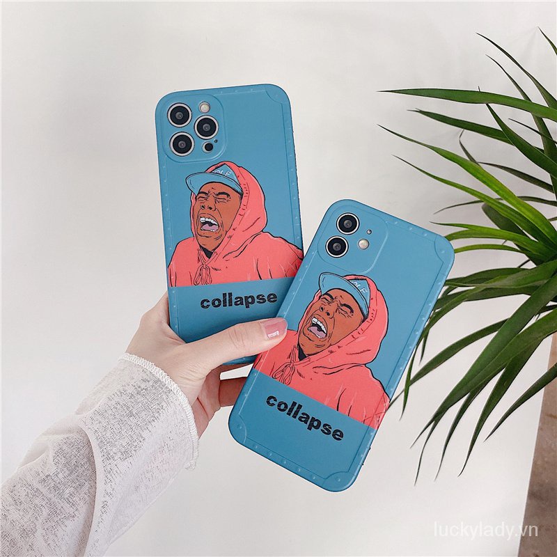 【High Quality】【Crash emoji】Casing iPhone Case 12 Pro Max 11 Pro Max XR X XS Max 7/8 Plus SE2021 IMD Silicone ins Cartoons Straight Edge Polka Dot Photo Frame Full Lens Protection Cover