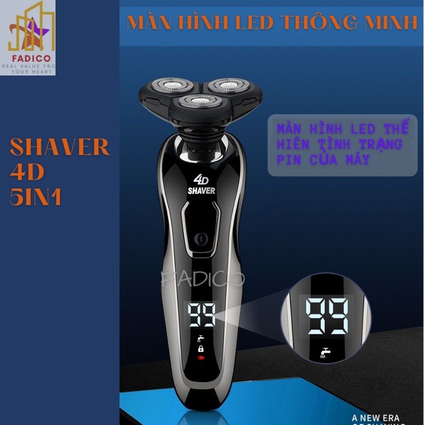 [HCM]Máy cạo râu đa năng Shaver 4D 5in1, Máy cạo râu thông minh cổng sạc USB-FADICO