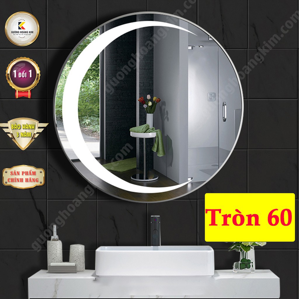 ( giá sỉ ) gương tròn treo bàn trang điểm có đèn led cảm ứng 3 chạm thông minh kích thước D60 - guonghoangkim miror