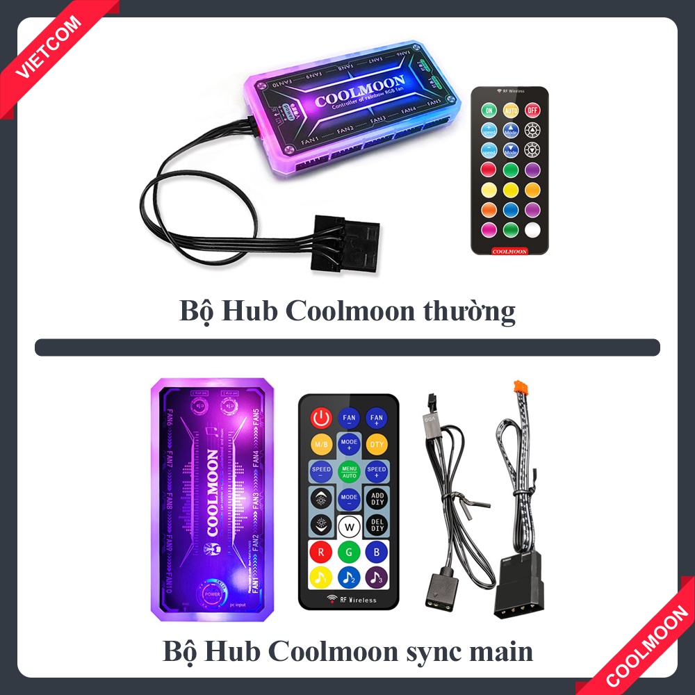 [ BỘ 8 FAN + HUB ] Quạt Tản Nhiệt, Fan Led ARGB Coolmoon + Bộ Hub Coolmoon và điều khiển - Tặng kèm ốc vít